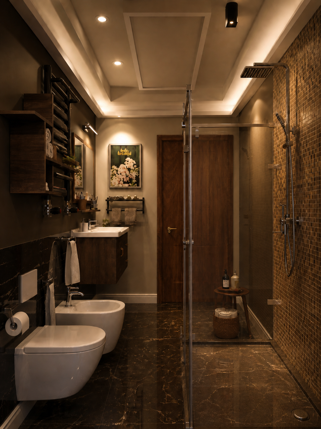 Bagno con doccia a filo